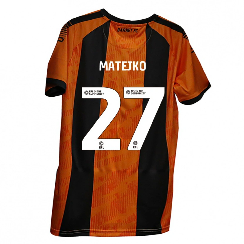 Danxen Män Patrick Matejko #27 Orange Svart Hemmatröja Matchtröjor 2025/26 Tröjor T-Tröja