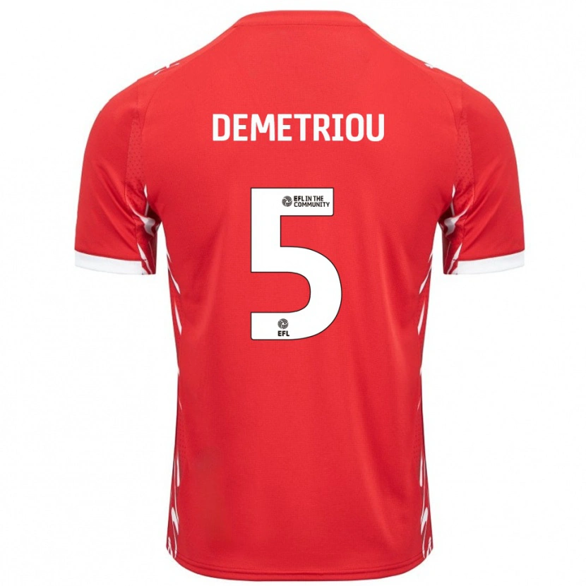 Danxen Män Mickey Demetriou #5 Röd Vit Hemmatröja Matchtröjor 2025/26 Tröjor T-Tröja