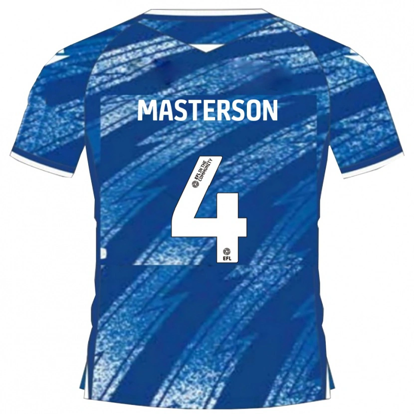 Danxen Män Conor Masterson #4 Blå Vit Hemmatröja Matchtröjor 2025/26 Tröjor T-Tröja