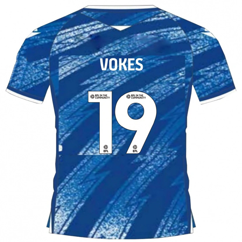 Danxen Män Sam Vokes #19 Blå Vit Hemmatröja Matchtröjor 2025/26 Tröjor T-Tröja