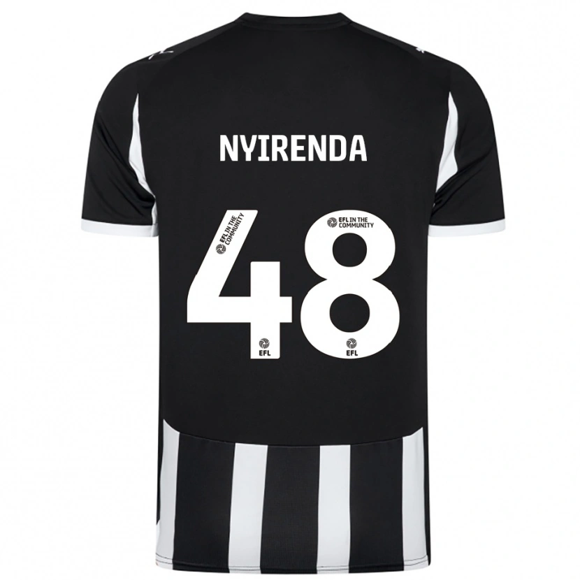 Danxen Män Themba Nyirenda #48 Svart Vit Hemmatröja Matchtröjor 2025/26 Tröjor T-Tröja