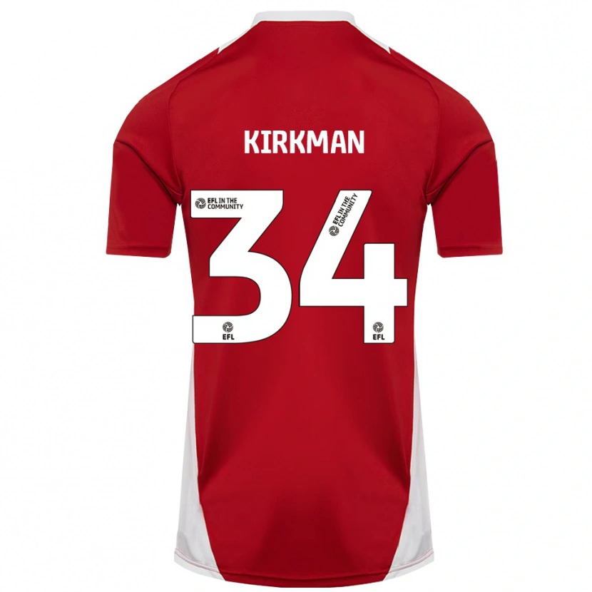 Danxen Män Billy Kirkman #34 Röd Vit Guld Hemmatröja Matchtröjor 2025/26 Tröjor T-Tröja