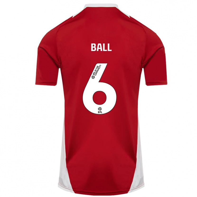 Danxen Män James Ball #6 Röd Vit Guld Hemmatröja Matchtröjor 2025/26 Tröjor T-Tröja