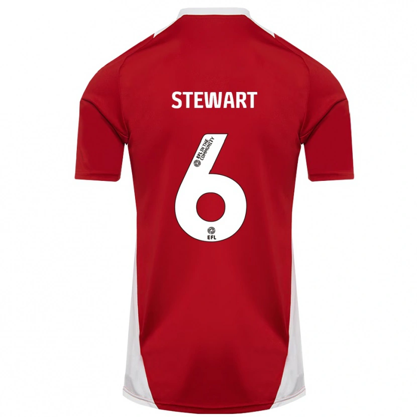 Danxen Män Alistair Stewart #6 Röd Vit Guld Hemmatröja Matchtröjor 2025/26 Tröjor T-Tröja