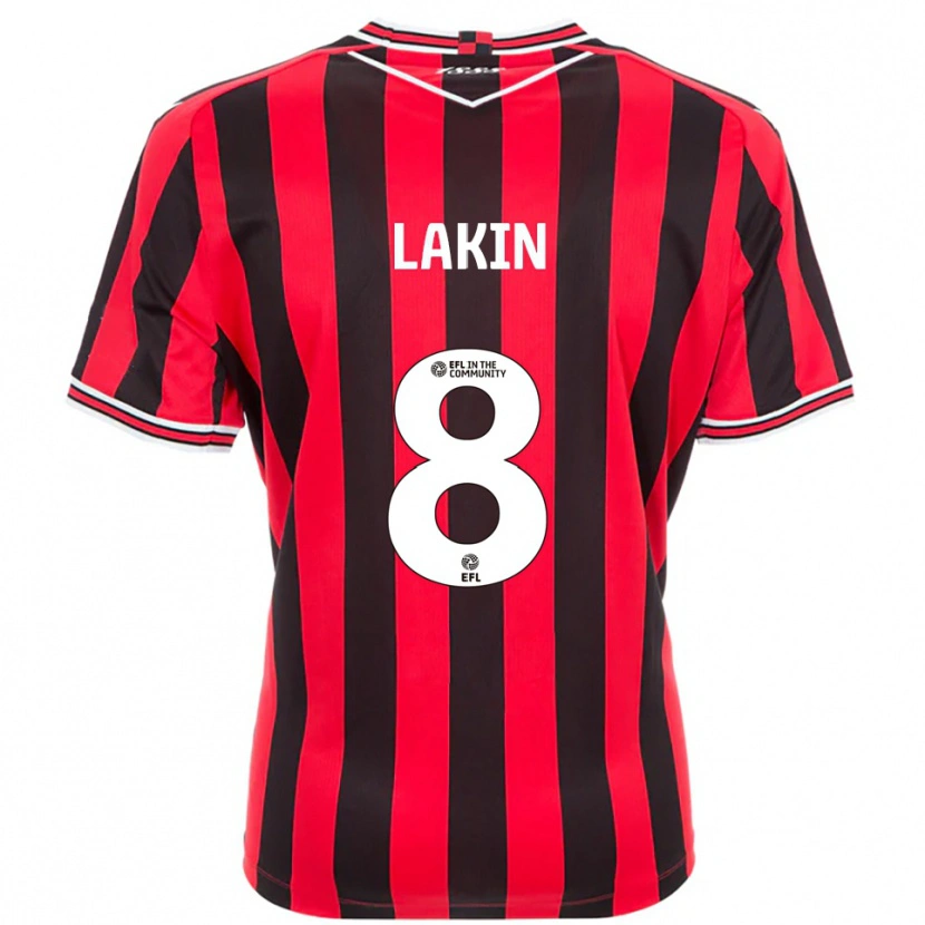 Danxen Män Charlie Lakin #8 Röd Svart Hemmatröja Matchtröjor 2025/26 Tröjor T-Tröja