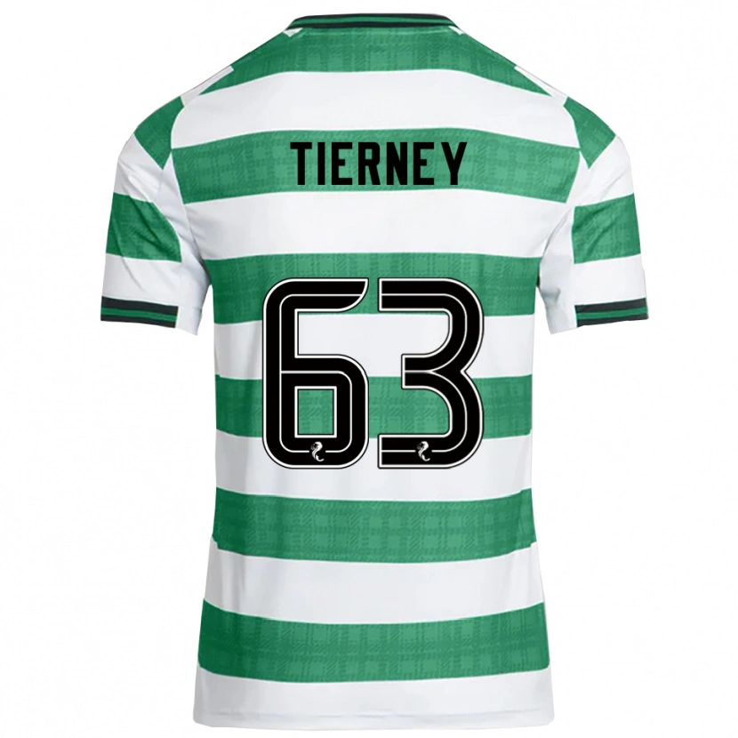 Danxen Män Kieran Tierney #63 Grön Vit Hemmatröja Matchtröjor 2025/26 Tröjor T-Tröja