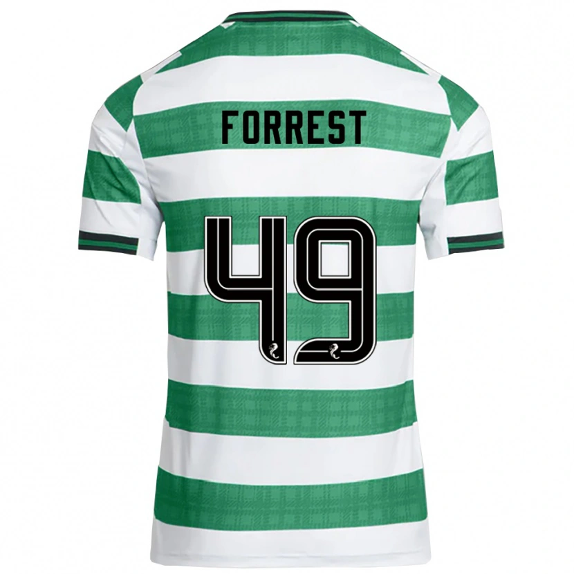 Danxen Män James Forrest #49 Grön Vit Hemmatröja Matchtröjor 2025/26 Tröjor T-Tröja