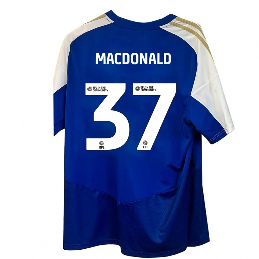 Danxen Män Shaun Macdonald #37 Blå Vit Guld Bortatröja Matchtröjor 2025/26 Tröjor T-Tröja