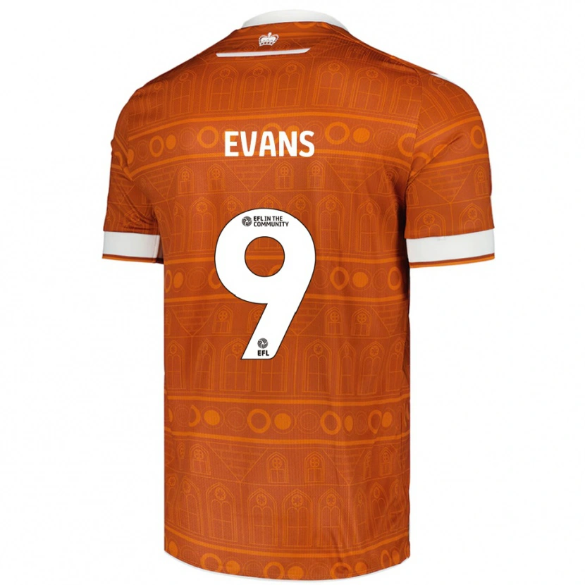 Danxen Män Reece Evans #9 Orange Vit Bortatröja Matchtröjor 2025/26 Tröjor T-Tröja