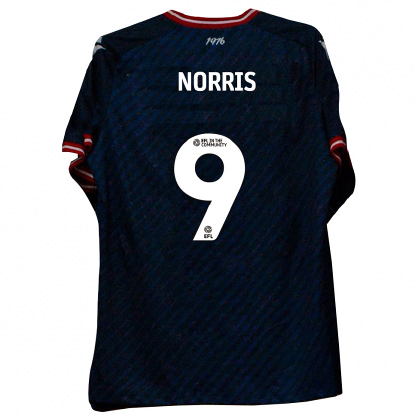 Danxen Män Frank Norris #9 Marin Röd Bortatröja Matchtröjor 2025/26 Tröjor T-Tröja