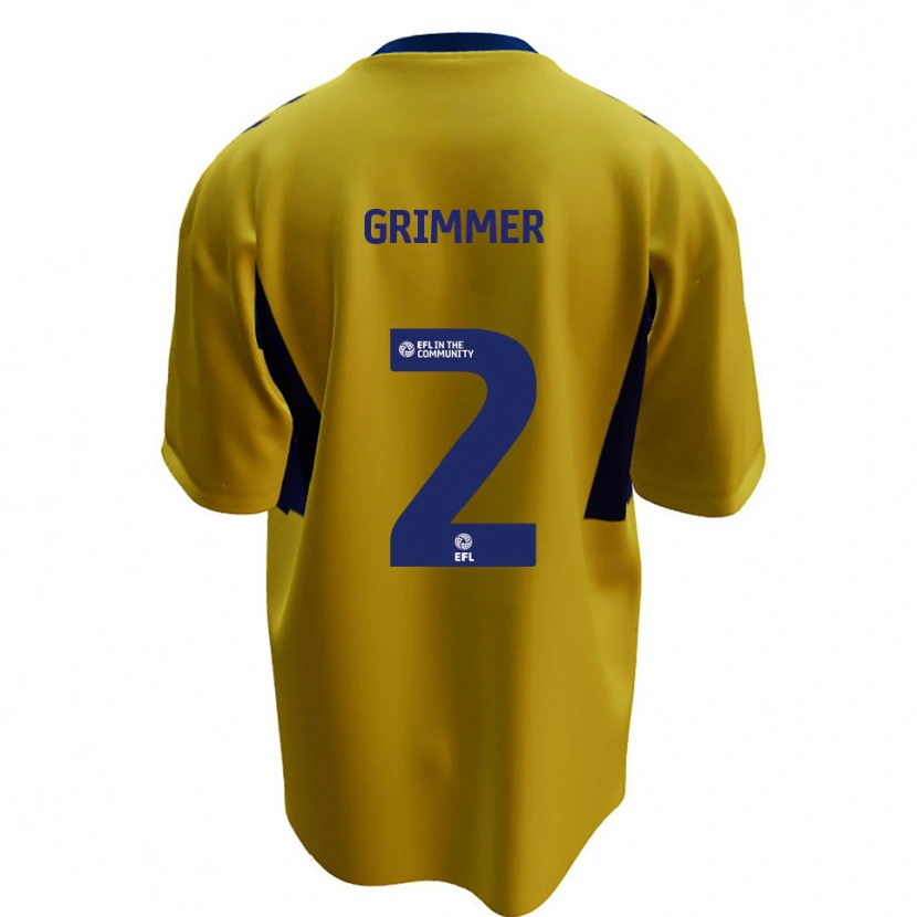 Danxen Män Jack Grimmer #2 Gul Blå Bortatröja Matchtröjor 2025/26 Tröjor T-Tröja