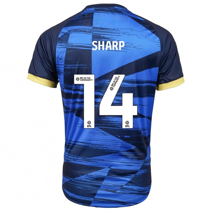 Danxen Män Billy Sharp #14 Blå Marin Bortatröja Matchtröjor 2025/26 Tröjor T-Tröja