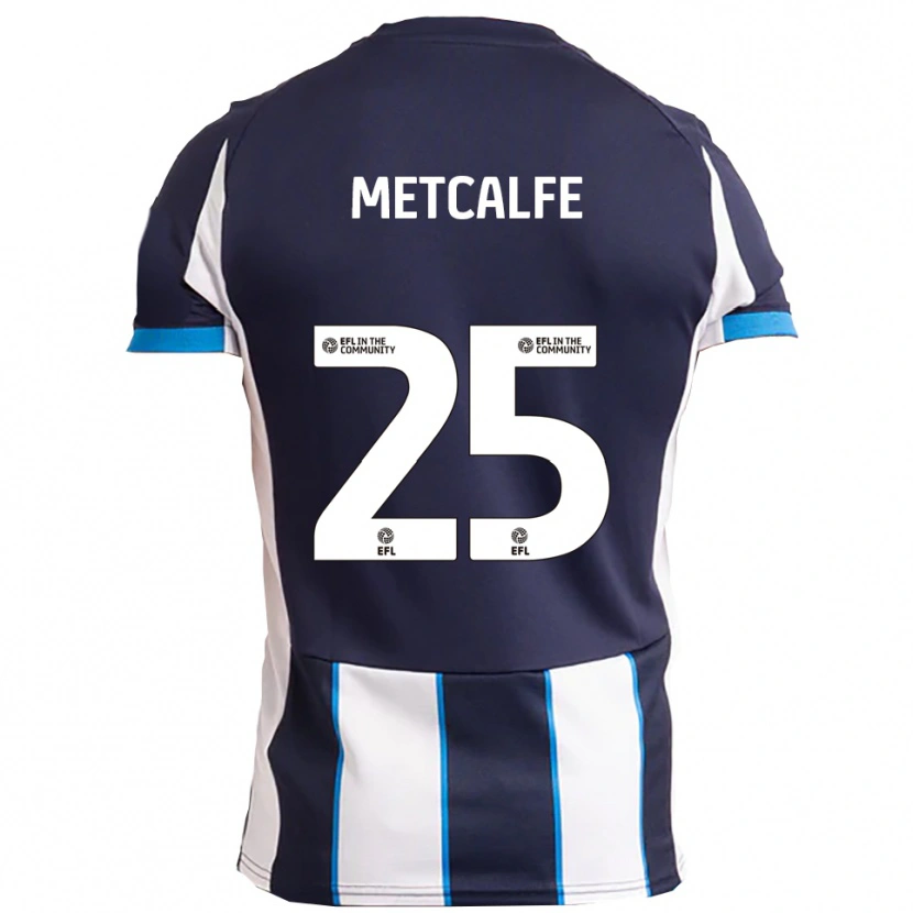 Danxen Män Max Metcalfe #25 Vit Marin Bortatröja Matchtröjor 2025/26 Tröjor T-Tröja