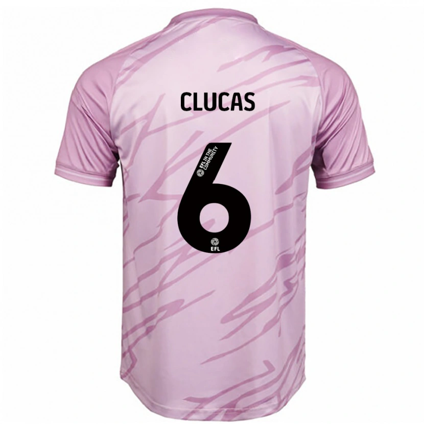 Danxen Män Sam Clucas #6 Rosa Svart Bortatröja Matchtröjor 2025/26 Tröjor T-Tröja