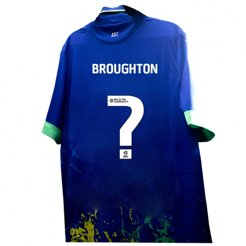 Danxen Män Olly Broughton #0 Blått Gult Bortatröja Matchtröjor 2025/26 Tröjor T-Tröja