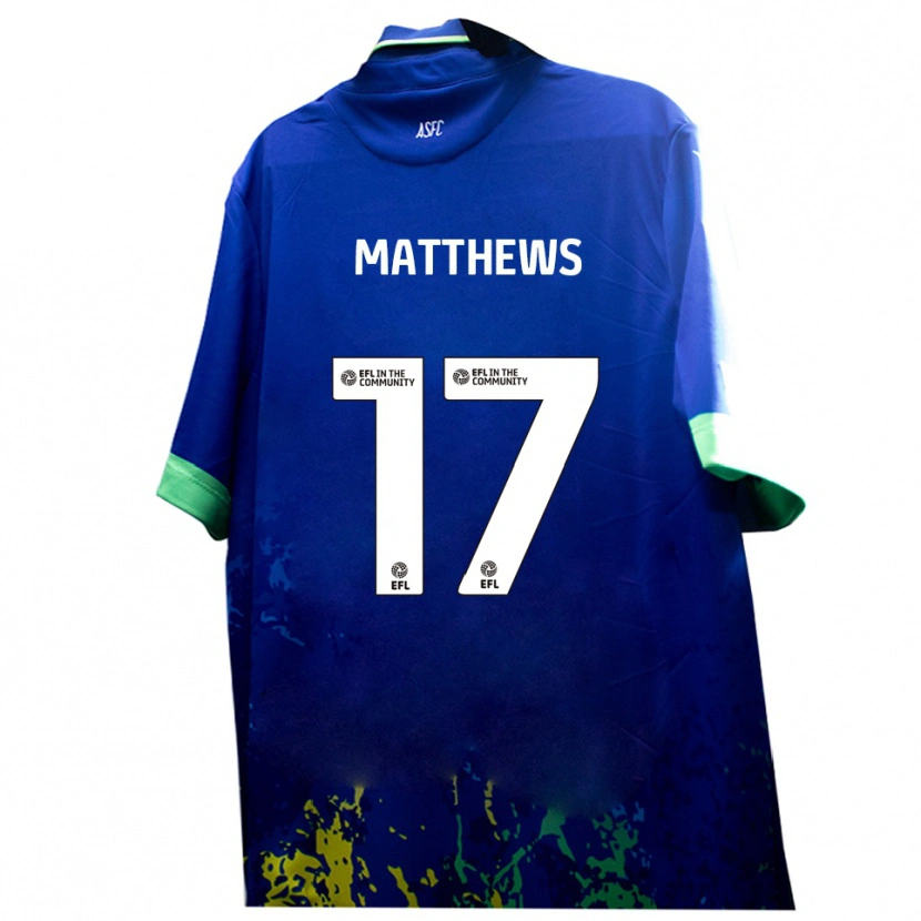 Danxen Män Devon Matthews #17 Blått Gult Bortatröja Matchtröjor 2025/26 Tröjor T-Tröja