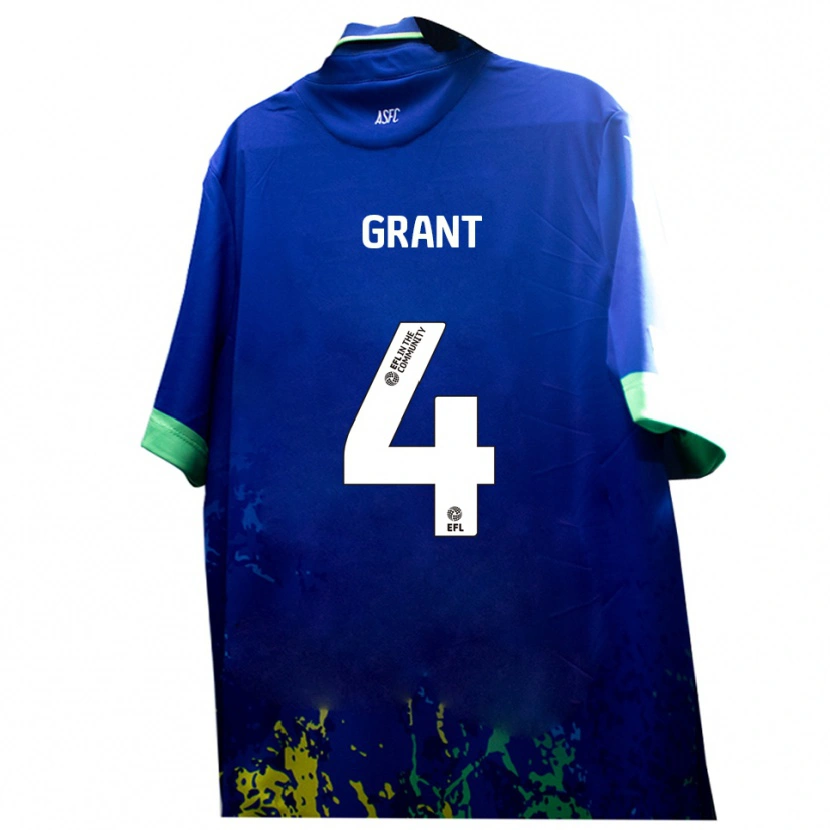Danxen Män Conor Grant #4 Blått Gult Bortatröja Matchtröjor 2025/26 Tröjor T-Tröja