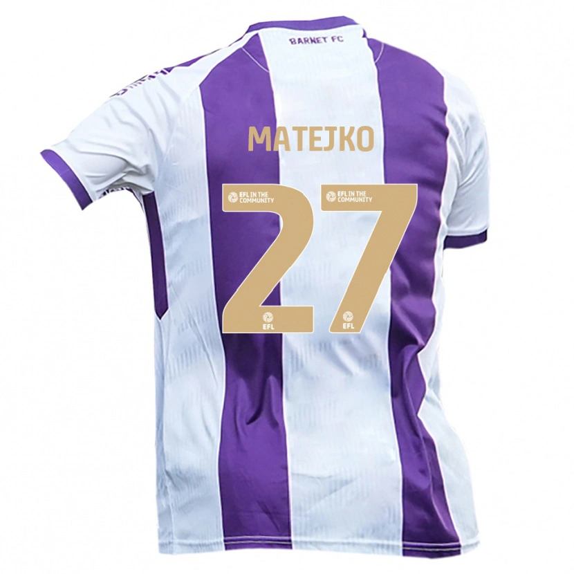 Danxen Män Patrick Matejko #27 Vit Lila Bortatröja Matchtröjor 2025/26 Tröjor T-Tröja