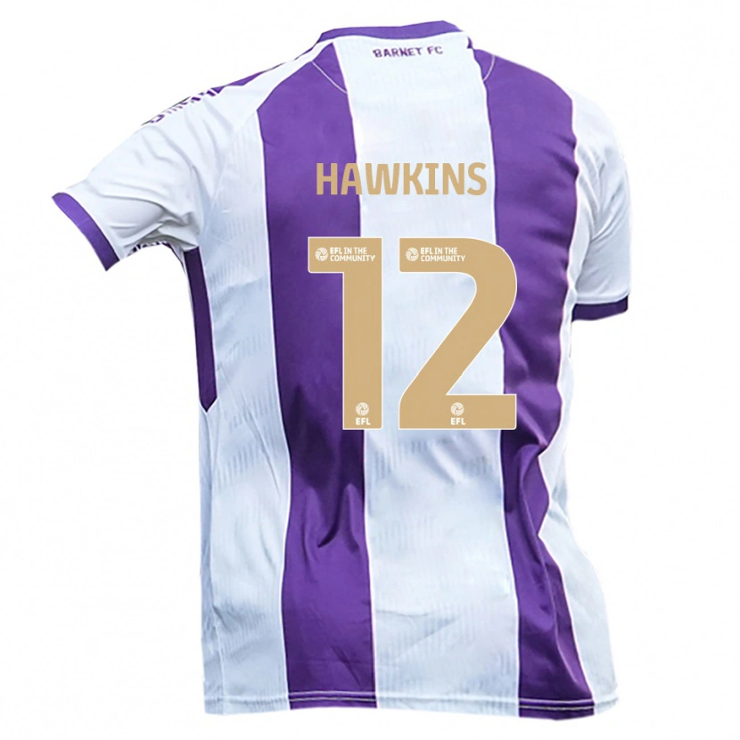 Danxen Män Oli Hawkins #12 Vit Lila Bortatröja Matchtröjor 2025/26 Tröjor T-Tröja