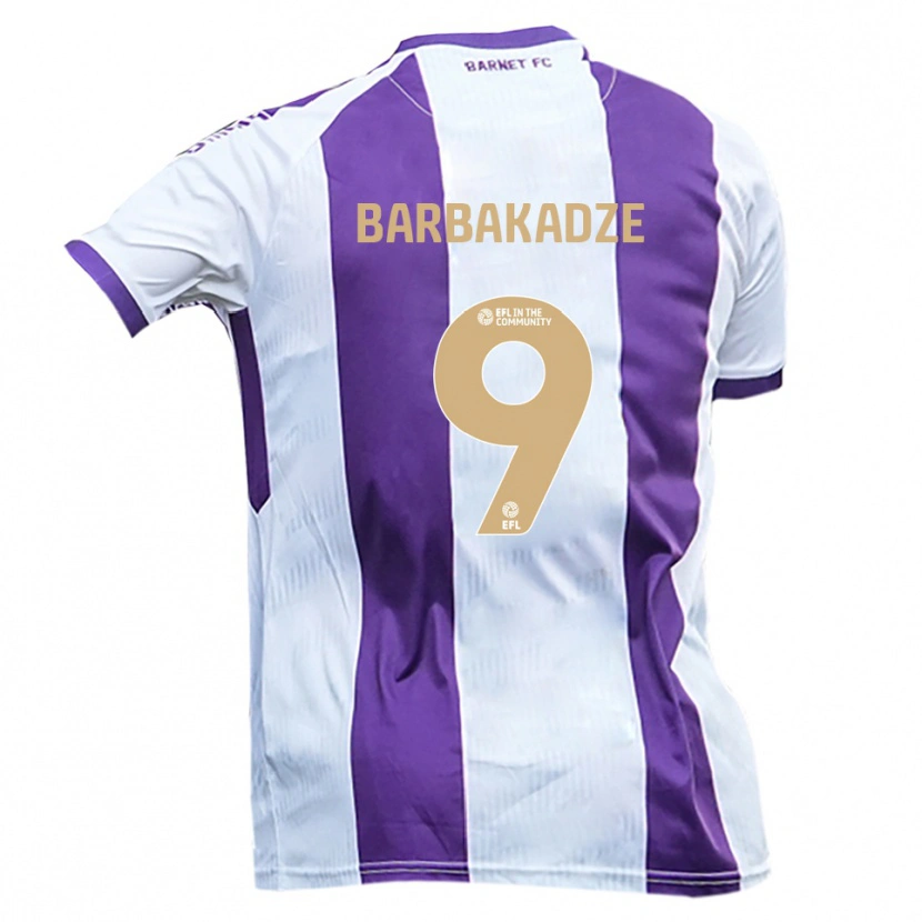 Danxen Män David Barbakadze #9 Vit Lila Bortatröja Matchtröjor 2025/26 Tröjor T-Tröja