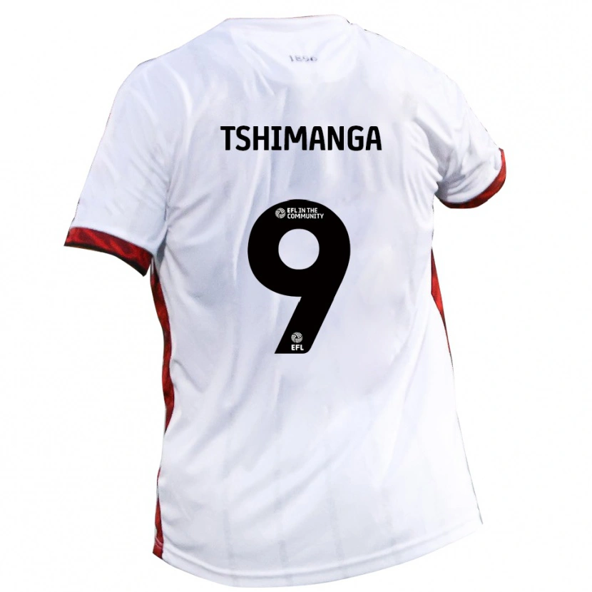 Danxen Män Kabongo Tshimanga #9 Vit Röd Svart Bortatröja Matchtröjor 2025/26 Tröjor T-Tröja
