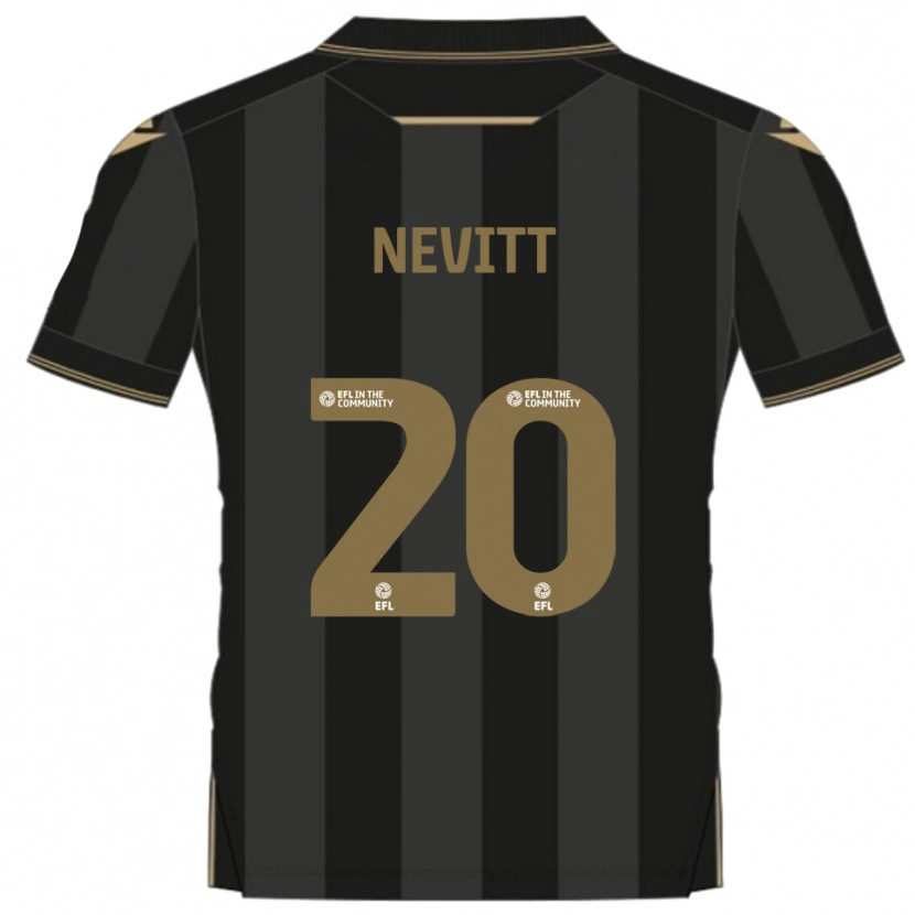 Danxen Män Elliott Nevitt #20 Svart Guld Bortatröja Matchtröjor 2025/26 Tröjor T-Tröja