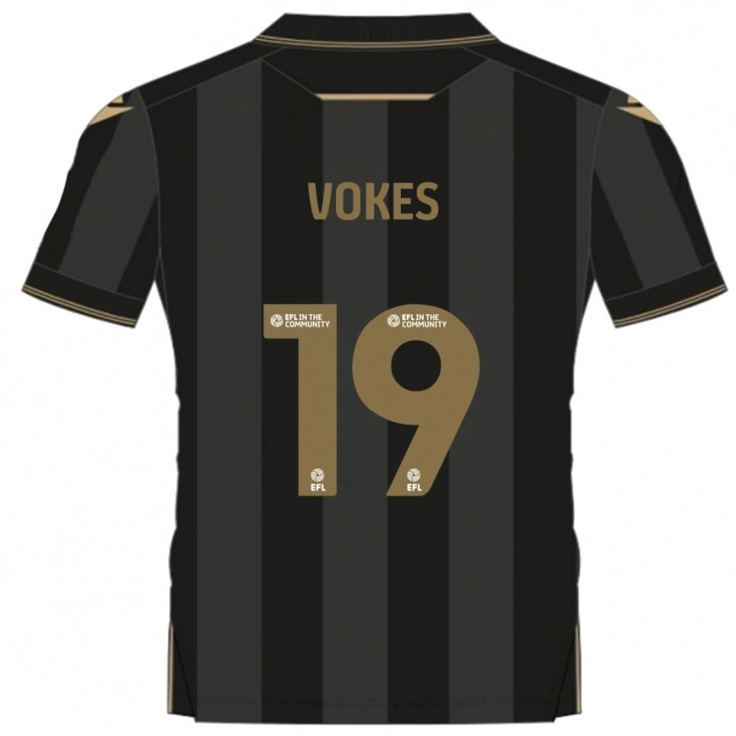 Danxen Män Sam Vokes #19 Svart Guld Bortatröja Matchtröjor 2025/26 Tröjor T-Tröja