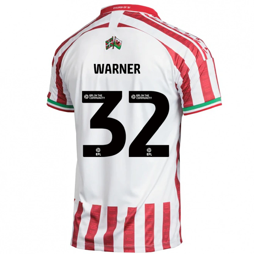 Danxen Män Jaden Warner #32 Röd Vit Bortatröja Matchtröjor 2025/26 Tröjor T-Tröja