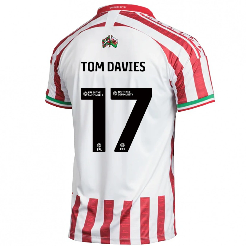 Danxen Män Tom Davies #17 Röd Vit Bortatröja Matchtröjor 2025/26 Tröjor T-Tröja