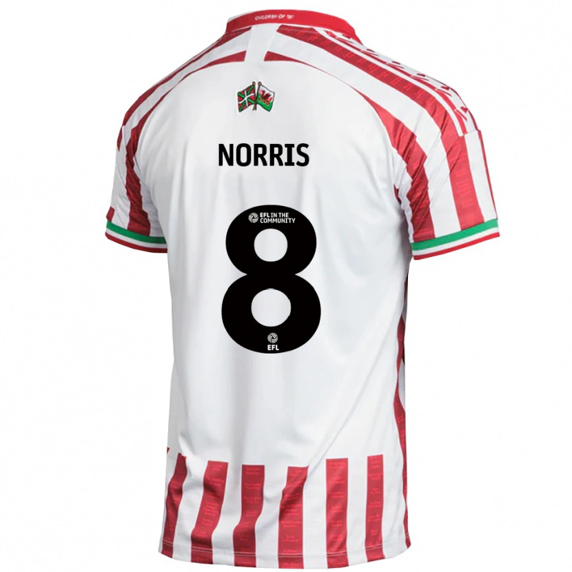 Danxen Män Jac Norris #8 Röd Vit Bortatröja Matchtröjor 2025/26 Tröjor T-Tröja