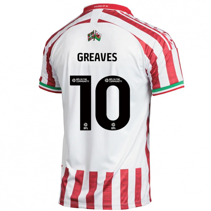 Danxen Män Oliver Greaves #10 Röd Vit Bortatröja Matchtröjor 2025/26 Tröjor T-Tröja