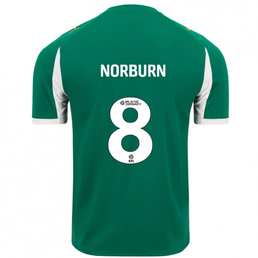 Danxen Män Oliver Norburn #8 Grön Vit Bortatröja Matchtröjor 2025/26 Tröjor T-Tröja