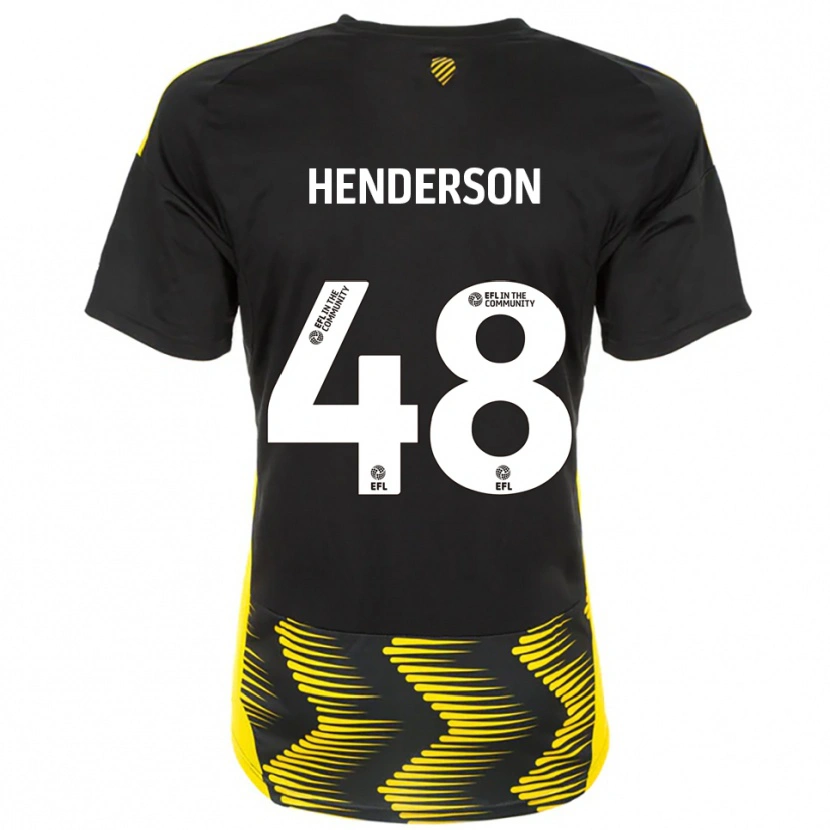 Danxen Män Alfie Henderson #48 Svart Gul Bortatröja Matchtröjor 2025/26 Tröjor T-Tröja
