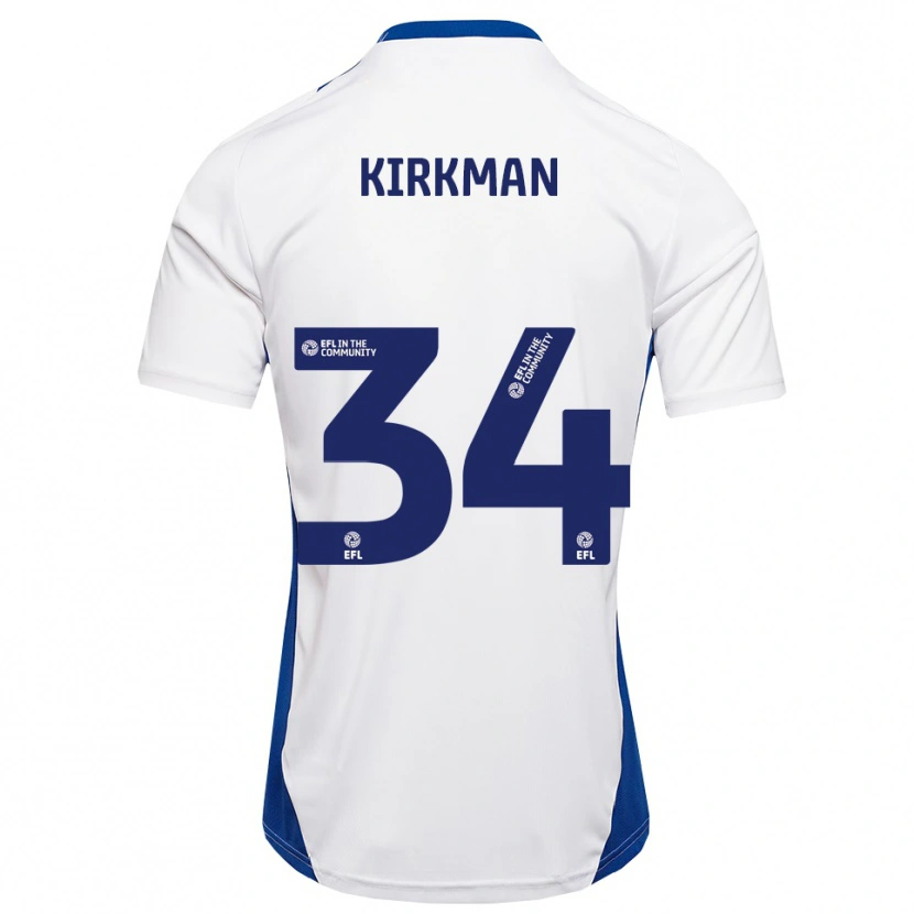 Danxen Män Billy Kirkman #34 Vit Blå Bortatröja Matchtröjor 2025/26 Tröjor T-Tröja