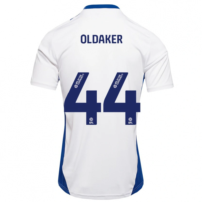Danxen Män Darren Oldaker #44 Vit Blå Bortatröja Matchtröjor 2025/26 Tröjor T-Tröja