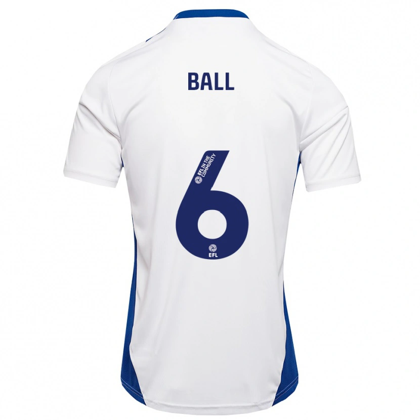 Danxen Män James Ball #6 Vit Blå Bortatröja Matchtröjor 2025/26 Tröjor T-Tröja