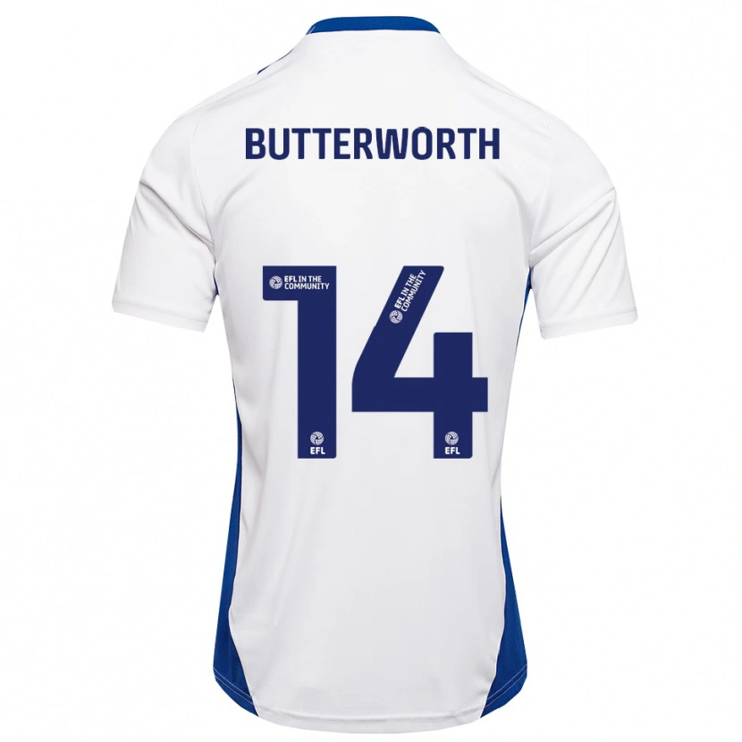 Danxen Män Daniel Butterworth #14 Vit Blå Bortatröja Matchtröjor 2025/26 Tröjor T-Tröja
