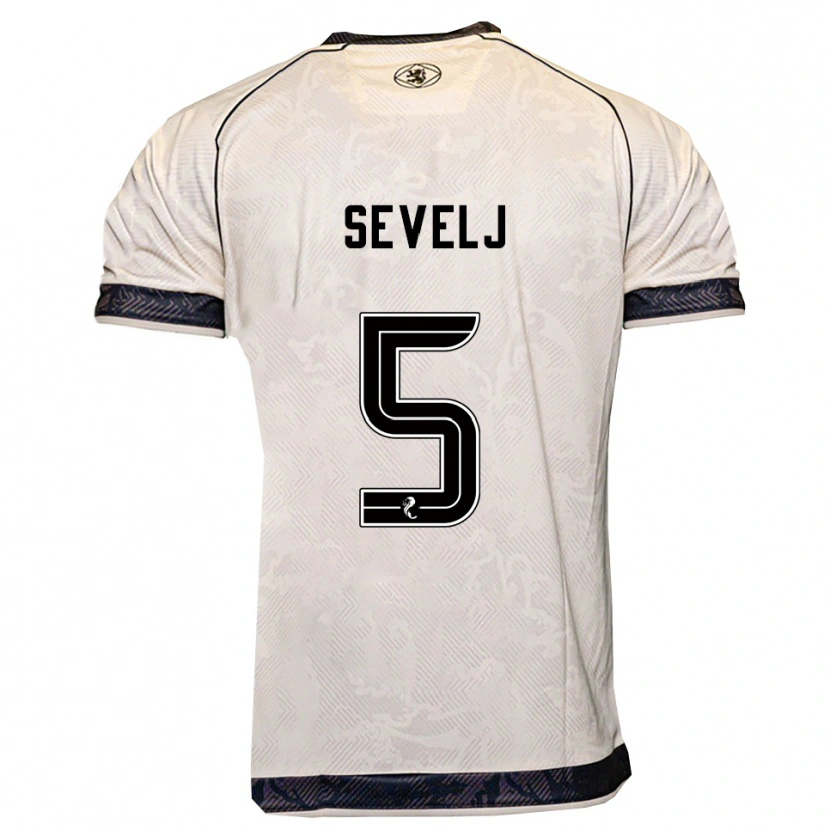 Danxen Män Vicko Sevelj #5 Vit Svart Bortatröja Matchtröjor 2025/26 Tröjor T-Tröja