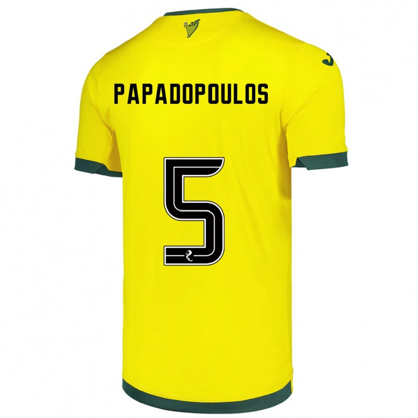 Danxen Män Stacey Papadopoulos #5 Gul Grön Bortatröja Matchtröjor 2025/26 Tröjor T-Tröja