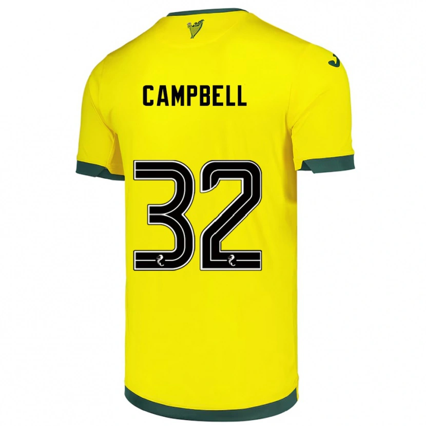 Danxen Män Josh Campbell #32 Gul Grön Bortatröja Matchtröjor 2025/26 Tröjor T-Tröja