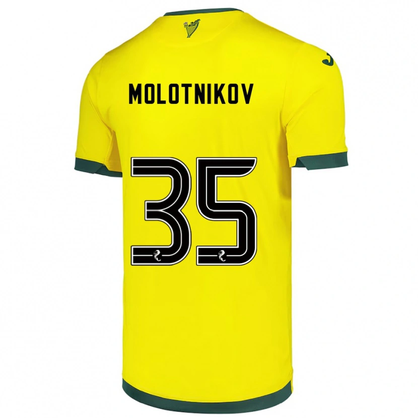 Danxen Män Rudi Molotnikov #35 Gul Grön Bortatröja Matchtröjor 2025/26 Tröjor T-Tröja
