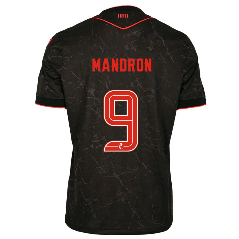 Danxen Män Mikael Mandron #9 Svart Röd Bortatröja Matchtröjor 2025/26 Tröjor T-Tröja