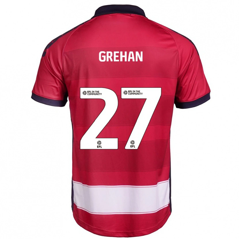 Danxen Kvinnor Seán Grehan #27 Röd Vit Hemmatröja Matchtröjor 2025/26 Tröjor T-Tröja
