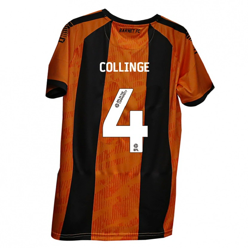 Danxen Kvinnor Danny Collinge #4 Orange Svart Hemmatröja Matchtröjor 2025/26 Tröjor T-Tröja
