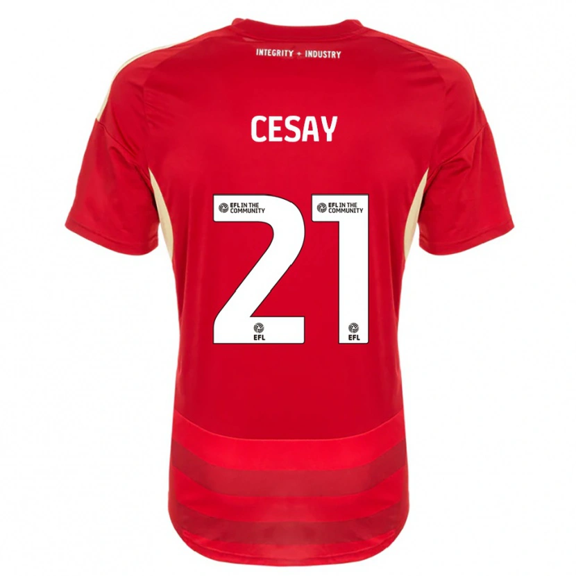 Danxen Kvinnor Kallum Cesay #21 Röd Vit Hemmatröja Matchtröjor 2025/26 Tröjor T-Tröja
