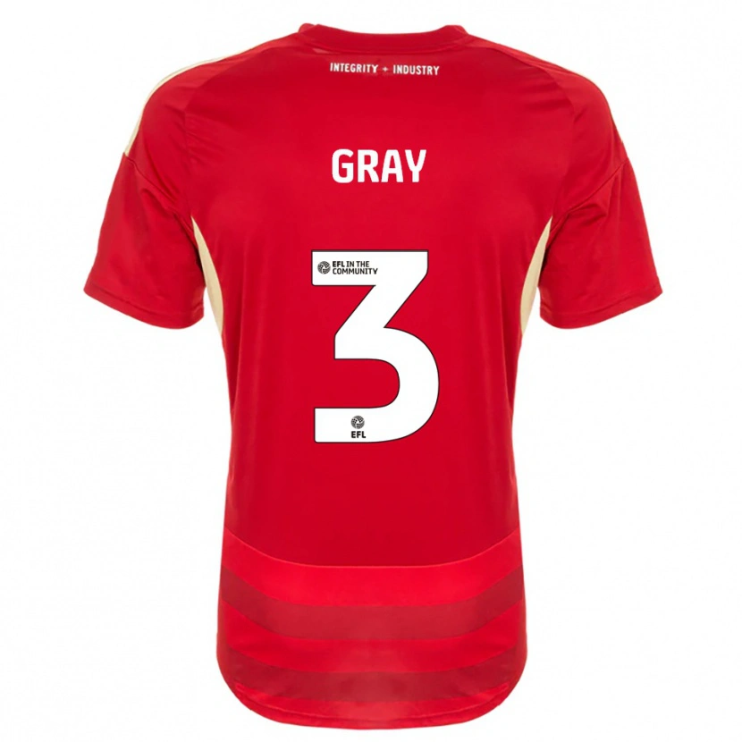 Danxen Kvinnor Rebecca Gray #3 Röd Vit Hemmatröja Matchtröjor 2025/26 Tröjor T-Tröja