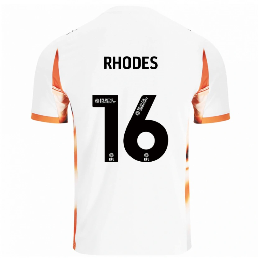 Danxen Kvinnor Jordan Rhodes #16 Vit Orange Svart Bortatröja Matchtröjor 2025/26 Tröjor T-Tröja