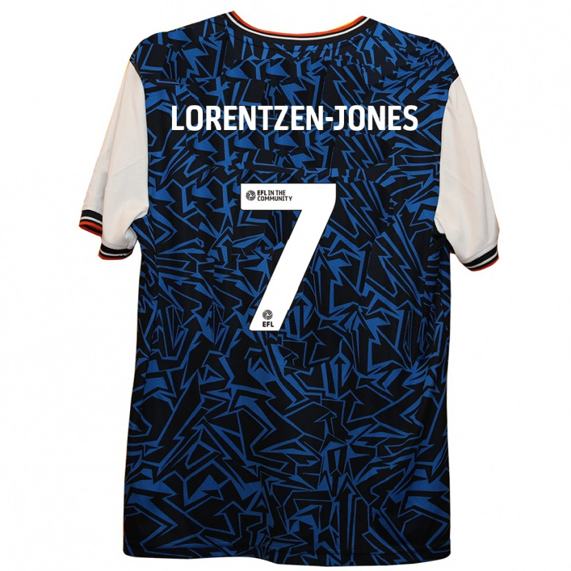 Danxen Kvinnor Jack Lorentzen-Jones #7 Blå Svart Vit Bortatröja Matchtröjor 2025/26 Tröjor T-Tröja