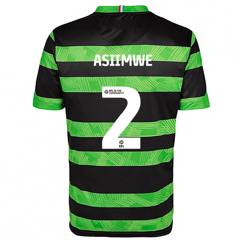 Danxen Kvinnor Nathan Asiimwe #2 Svart Grön Bortatröja Matchtröjor 2025/26 Tröjor T-Tröja