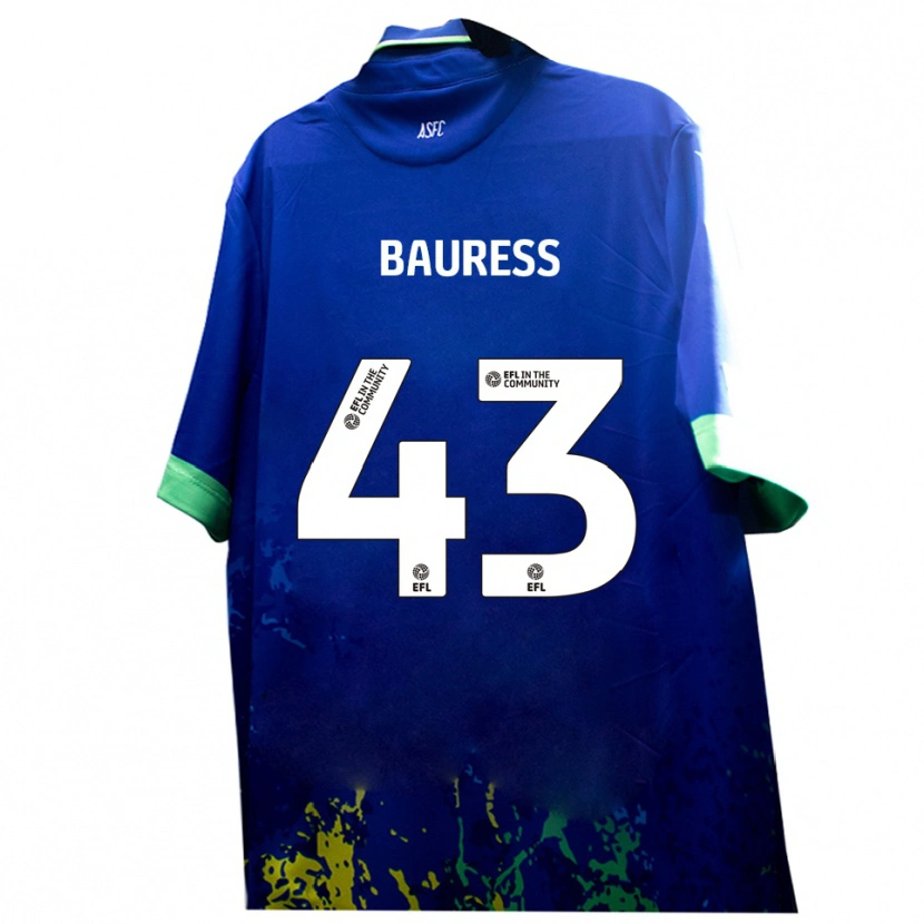 Danxen Kvinnor Joe Bauress #43 Blått Gult Bortatröja Matchtröjor 2025/26 Tröjor T-Tröja